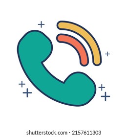 Phone icon vector illustration glyph style design with color and plus sign. Isolated on white background.