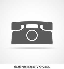 Phone icon. Vector illustration. Gray phone icon on light background.
