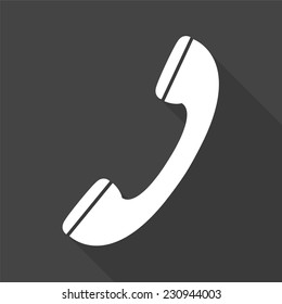 phone icon - vector illustration with long shadow isolated on gray 