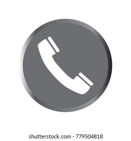 Phone icon - vector illustration with long shadow isolated on gray