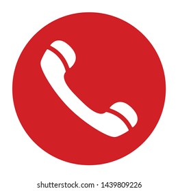 Phone icon vector isolated on flat red round button illustration