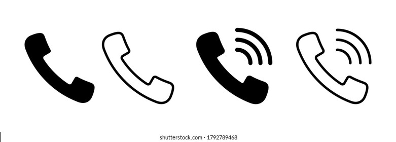 Icono de teléfono. Señales aisladas del vector. Llamada telefónica, elementos de teléfono con ondas aisladas en fondo blanco. Icono de teléfono. Vector de material. EPS 10