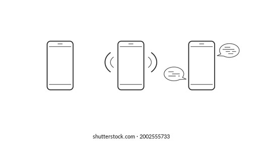 Vector de icono de teléfono. Símbolo de la línea de smartphone, teléfono con burbujas de voz. Ilustración vectorial. EPS 10.
