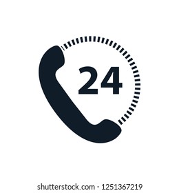 Phone icon vector logo template flat style ,call center 24 hour icon in trendy