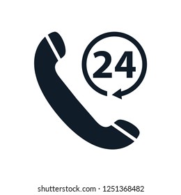 Phone icon vector logo template flat style ,call center 24 hour icon in trendy