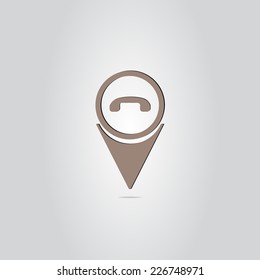 Phone icon - vector map pointer.