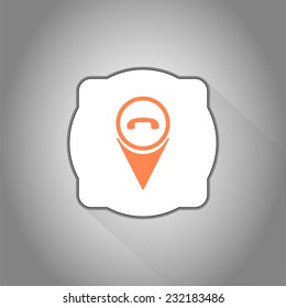 Phone icon - vector map pointer. Flat design style