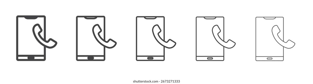 Phone icon vector outline set illustration sign