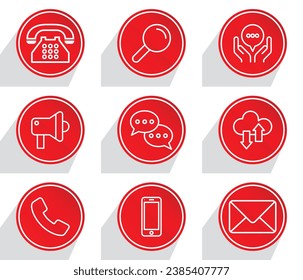 Phone icon vector Pack. Mobile phone and Communication tool symbol pack Red Gradient