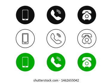 Phone icon vector set. Flat and line mobile phone symbol collection. Telephone symbols isolated on white background