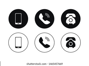 Phone icon vector set. Flat mobile phone black symbol collection. Telephone symbols isolated on white background