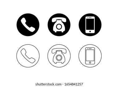 Phone icon vector. Set of flat Phone and mobile phone symbol collection