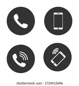 Phone icon vector. Set of flat Phone and mobile phone symbol collection