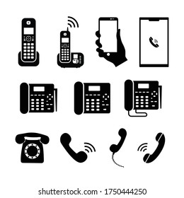 Phone icon vector. Set of flat Phone and mobile phone symbol collection. eps 10