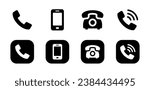 Phone icon vector set. Mobile, telephone and smartphone symbol collection.