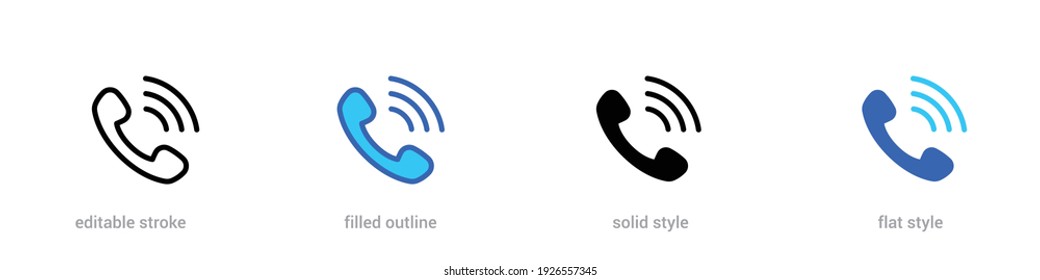 Phone icon vector. Simple editable stroke, outline, filled outline, solid and flat style. Telephone icon symbol isolated. Call icon. EPS 10