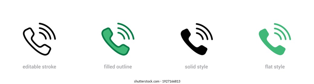 Phone icon vector. Simple editable stroke, outline, filled outline, solid and flat style. Telephone icon symbol isolated. Call icon. EPS 10