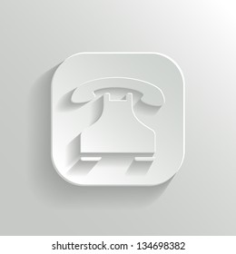 Phone icon - vector white app button with shadow