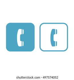 Phone icon vector. White and blue
