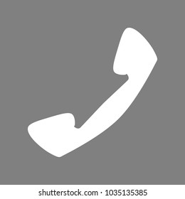 Phone icon. Vector. White icon on medium gray background. Isolated.