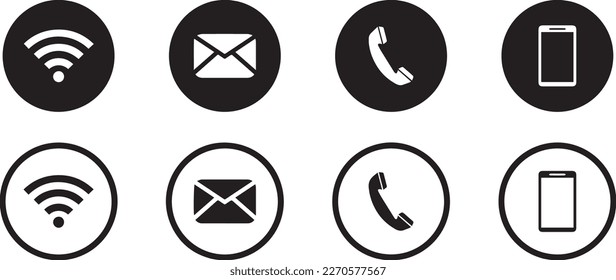 Phone Icon Vector, Wifi, Message, Symbol Collection