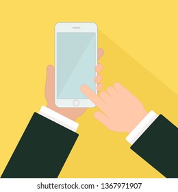 Phone icon Vector.Hand hold the smartphone.Mobile phone in hand icon