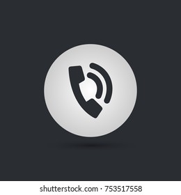 Phone icon with waves grey circle background