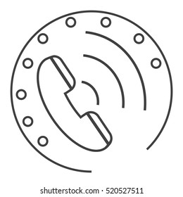 Phone icon with waves on a white background with a disc. Design, logo, icon. Vector illustration