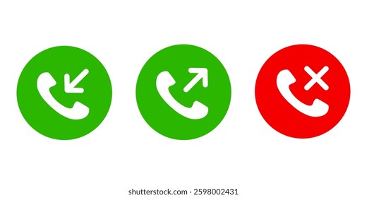 Phone icon.Incoming, outgoing, and missed call icon. flat style vector illustration editable isolated design.