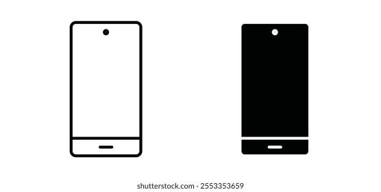 Iconos del teléfono en estilo relleno y delineado negro