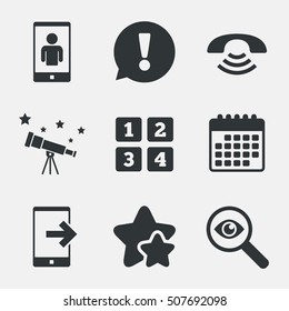 Phone icons. Call center support symbol.