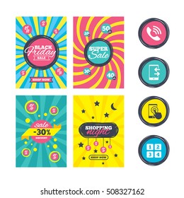 Phone icons. Call center support symbol.