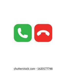 Phone icons for call in red and green square for web.