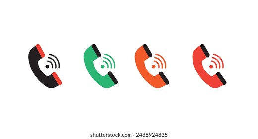 Phone icons collection. Contact us symbol. Call sign. Cell phone pictogram isolated on white background. Vector illustration.