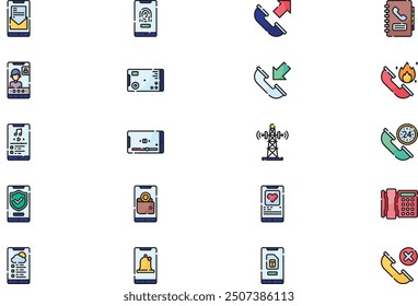 Phone icons collection is a vector illustration with editable stroke.