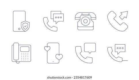 Iconos de teléfono. Trazo editable. Contienen teléfono móvil, llamadas telefónicas, rotativas, teléfono, teléfono, llamadas.