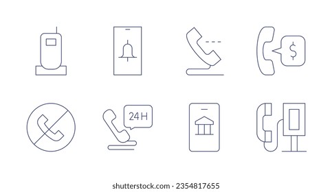 Phone icons. Editable stroke. Containing handphone, phone, call, phone call, no call, online banking, phone booth.