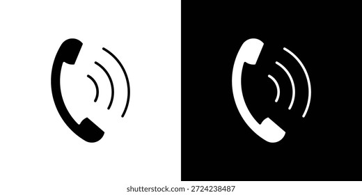 Iconos de teléfono concepto de Vector plano. Ilustraciones en blanco y negro