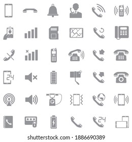 Iconos telefónicos. Diseño plano gris. Ilustración vectorial.