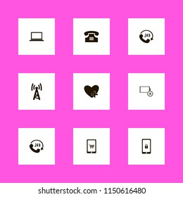 phone icons. home phone, mobile shopping, empty battery and wi fi vector icons set