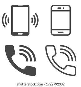 Phone icons isolated on white background. Vector illustration.