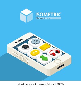 Phone with icons. isometric