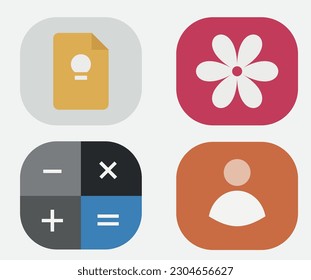 Phone icons. Logo of documents, photos, calculator and contacts.