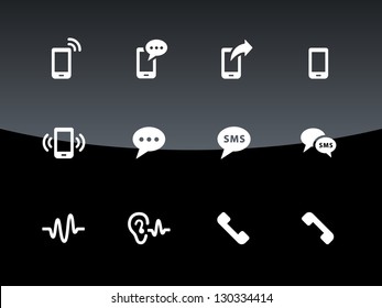 Phone icons on black background. Vector illustration.