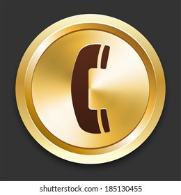 Iconos de teléfono en la colección de botones dorados
