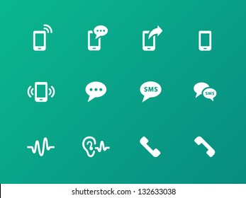 Phone icons on green background. Vector illustration.