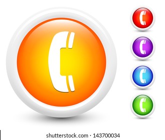 Phone Icons on Round Button Collection Original Illustration