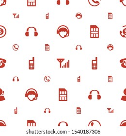 phone icons pattern seamless white background. Included editable filled operator, mobile al, call, headset, sim card, desk phone, support icons. phone icons for web and mobile.