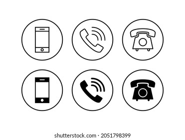 Phone icons set. Call sign and symbol. telephone symbol