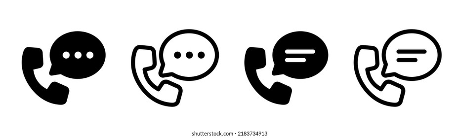 Phone icons set. Handsets. Black icons isolated on white background.